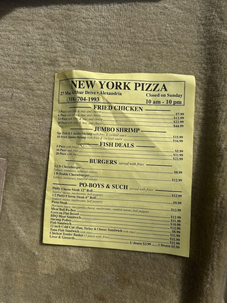 New York Pizza of Alexandria Menu image 1